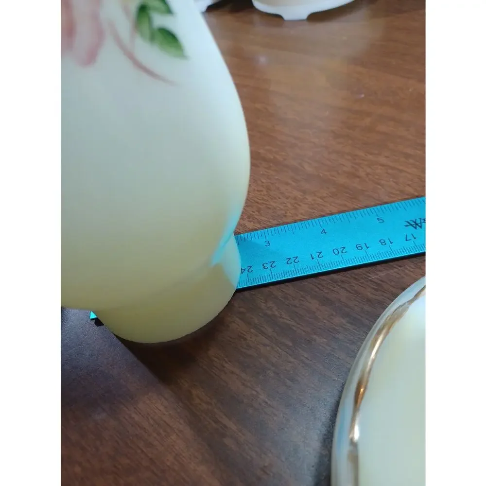 vintage Hand Paint milk glass Floral Pattern hurricane lamp chimney shade /Base